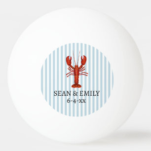 Lobster Painting Nautical Stripe Wedding Favor Ping Pong Ball