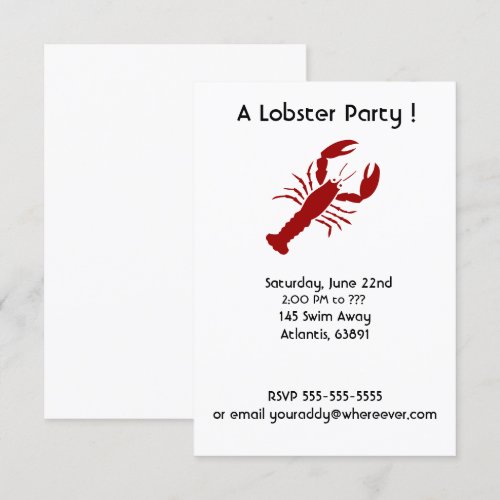 Lobster Party Invitations