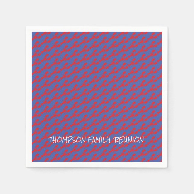 Lobster Pattern Family Reunion Name Coastal Fun Napkins (Front)