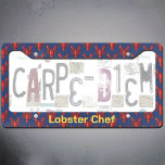 Lobster Pattern Fun Red &amp; Blue Cool Seafood Chef License Plate Frame at Zazzle