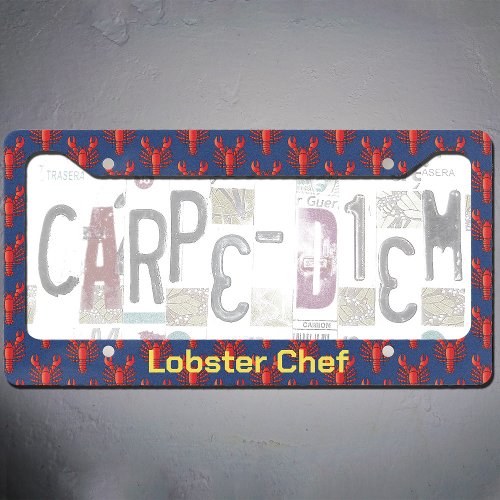 Lobster Pattern Fun Red  Blue Cool Seafood Chef License Plate Frame