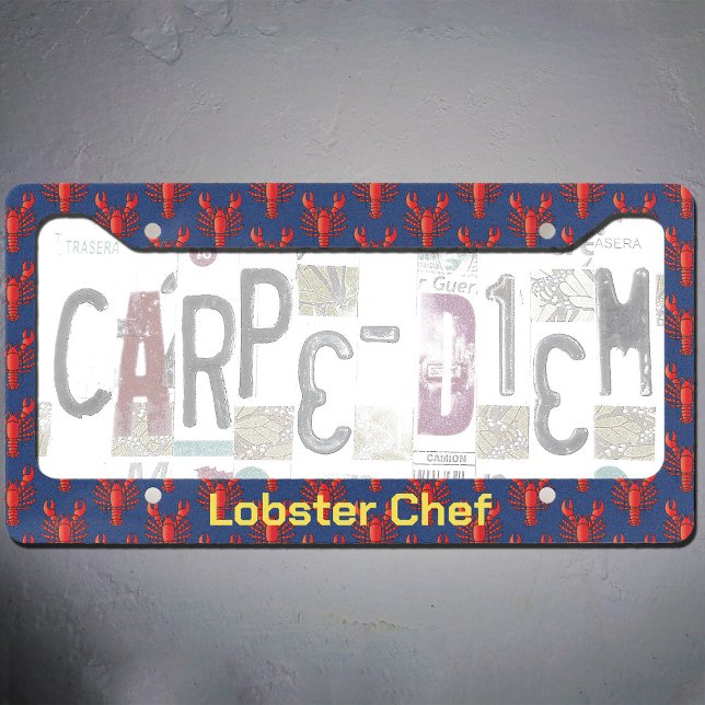 Lobster Pattern Fun Red & Blue Cool Seafood Chef License Plate Frame (Creator Uploaded)