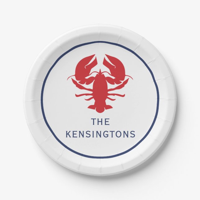 Lobster Personalized Party Plates (Front)