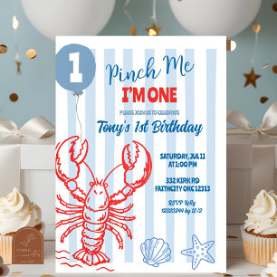 Lobster Pinch Me I'm one Birthday Party Invitation