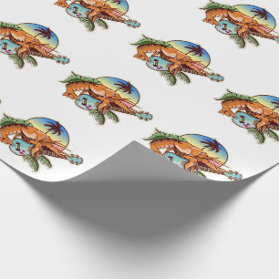 Lobster playing a ukulele guitar wrapping paper