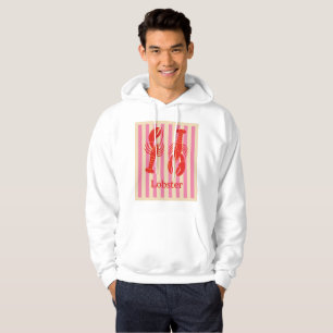 Lobster Pop Bold Crustaceans on Candy Stripes Hoodie