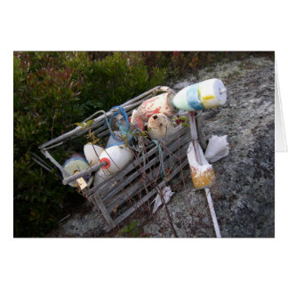 Lobster pot and bobbers, Maine, USA Cards