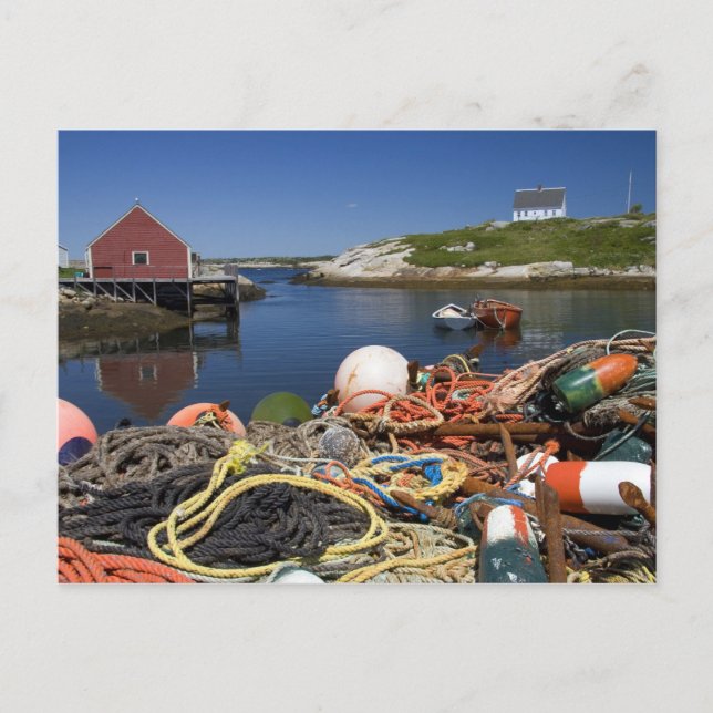 Lobster pots, buoys, and ropes on the dock at postcard (Front)