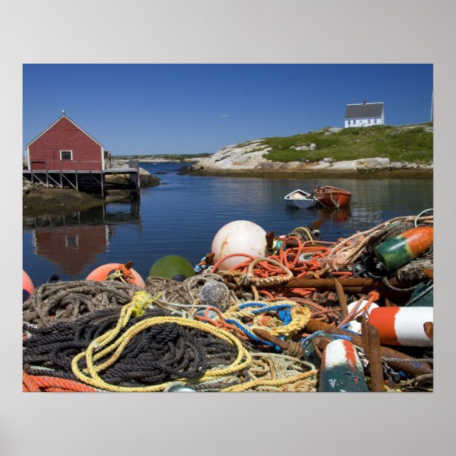 Lobster pots, buoys, and ropes on the dock at poster (Front)