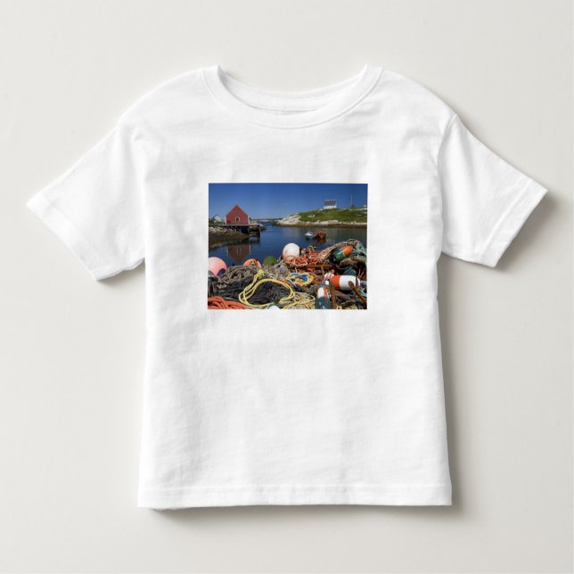 Lobster pots, buoys, and ropes on the dock at toddler t-shirt (Front)