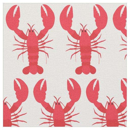 Lobster Print Fabric White