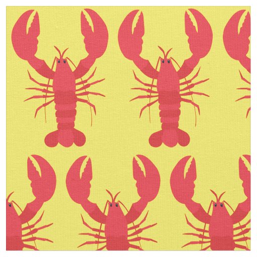 Lobster Print Fabric Yellow