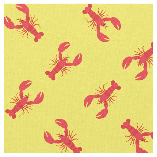 Lobster Print Fabric Yellow