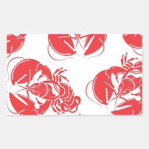 lobster print rectangular sticker