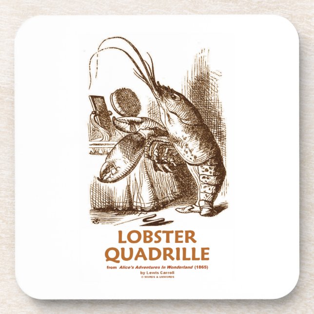 Lobster Quadrille (Brush Mirror Wonderland Humor) Coaster (Front)