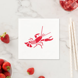 Lobster red and white summer party paper napkins