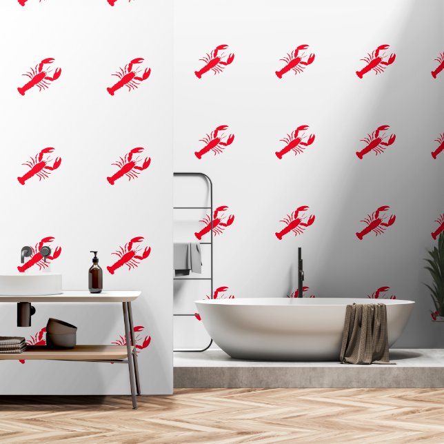 Lobster Red Crustacean 4Joanie Wallpaper (Bathroom)