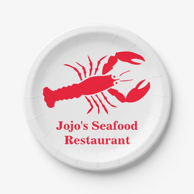 Lobster Red Jojo's (Name) Seafood Restaurant Paper Plates (Front)