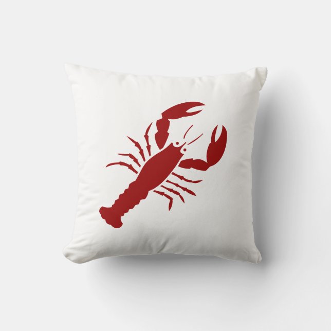 LOBSTER red on white pillow (Front)
