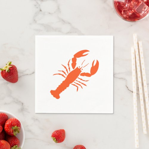 Lobster red orange white modern graphic cute fun napkins