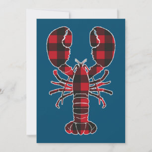 Lobster Red Plaid Buffalo Matching Pajama Family  Holiday Card