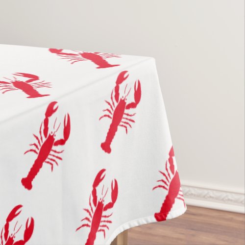 Lobster red white pattern modern coastal tablecloth