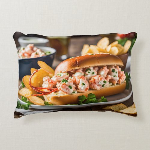 Lobster Roll And Potato Chips Accent Pillow