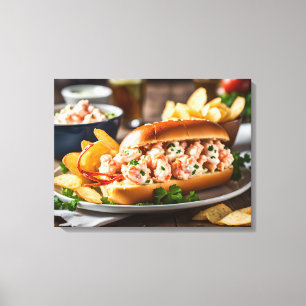 Lobster Roll And Potato Chips Canvas Print
