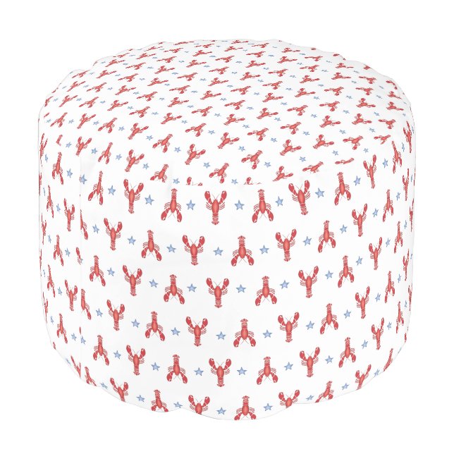 Lobster Roll Lobster Shack Beach House Nautical  Pouf (Angled Back)
