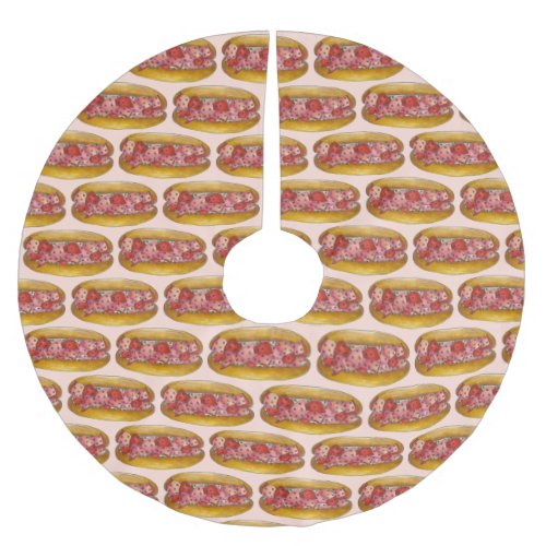 Lobster Roll Portland Maine Seafood Sandwich Brushed Polyester Tree Skirt