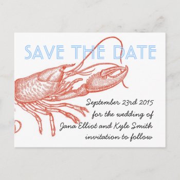 Lobster Save The Date Announcement Postcard by designaline at Zazzle