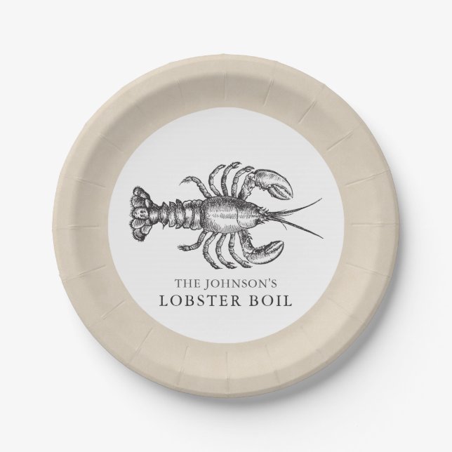 Lobster | Seafood Boil Custom Paper Plates (Front)