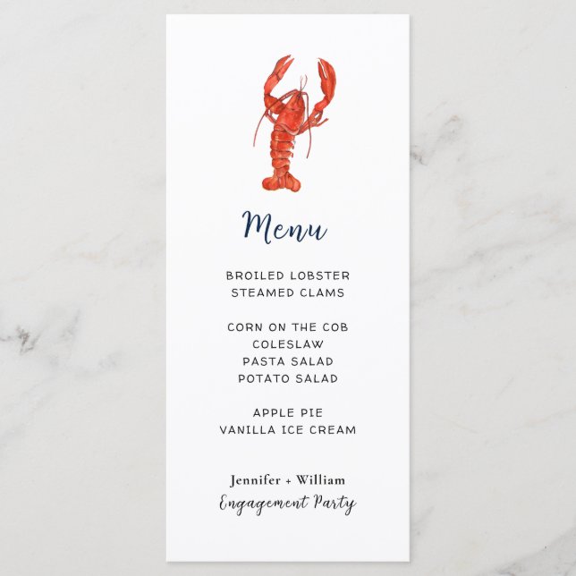 Lobster Seafood Party Menu Card (Front)
