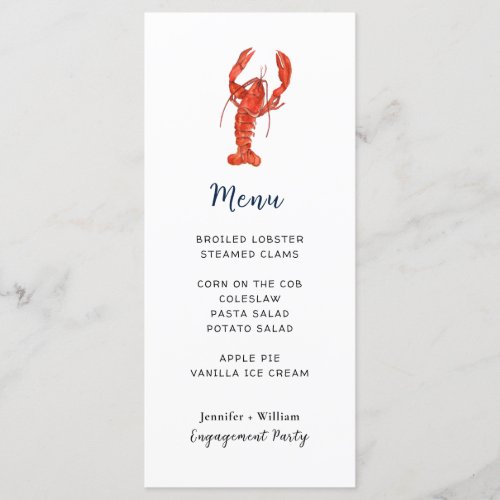 Lobster Seafood Party Menu Card
