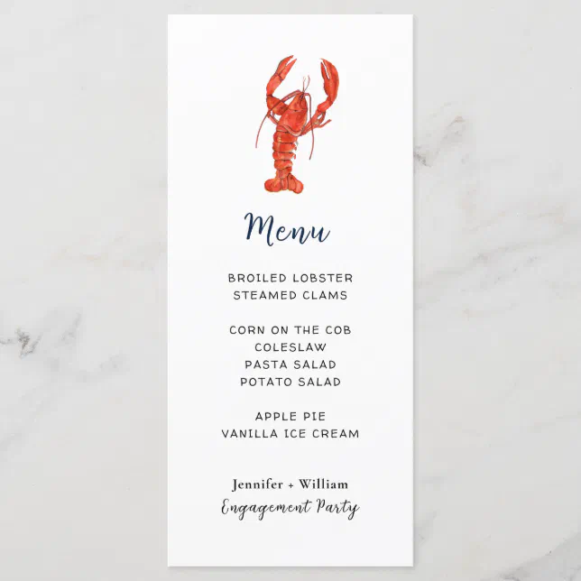 Lobster Seafood Party Menu Card Zazzle