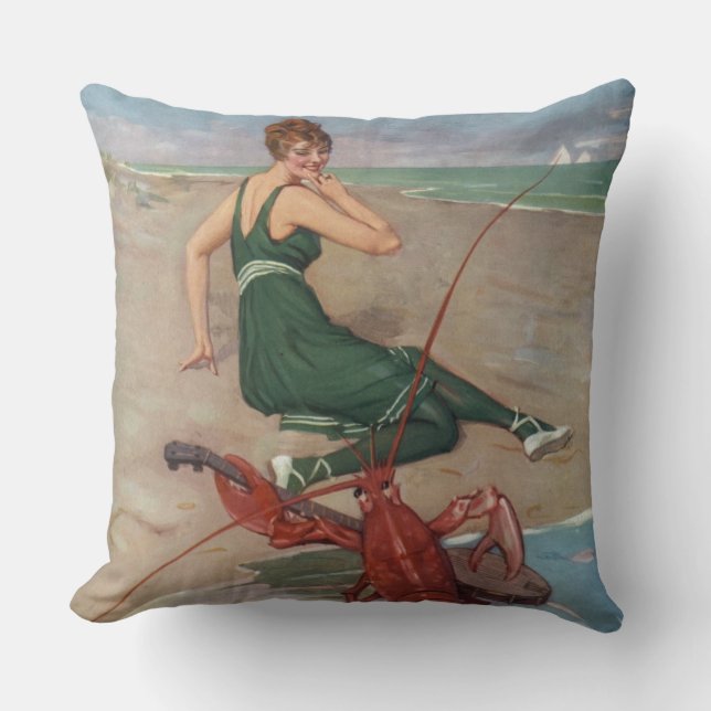 Lobster Serenade Throw Pillow (Front)