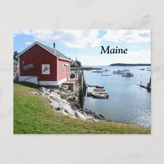 lobster shack and boats in Maine Postcard (Front)