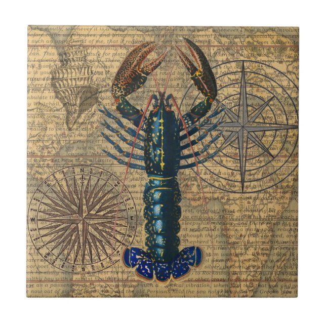 Lobster Shellfish Seafood Maine Classic Ocean Ceramic Tile (Front)