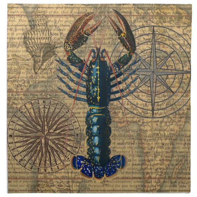 Lobster Shellfish Seafood Maine Classic Ocean Cloth Napkin (Front)