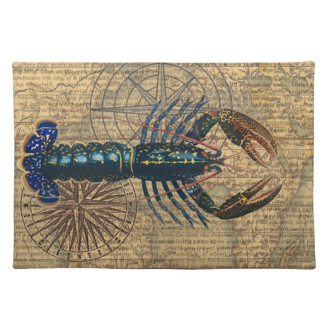 Lobster Shellfish Seafood Maine Classic Ocean Cloth Placemat (Front)