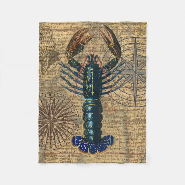 Lobster Shellfish Seafood Maine Classic Ocean Fleece Blanket (Front)