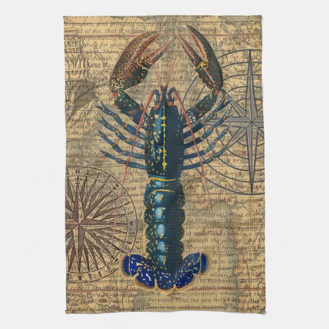 Lobster Shellfish Seafood Maine Classic Ocean Kitchen Towel (Vertical)