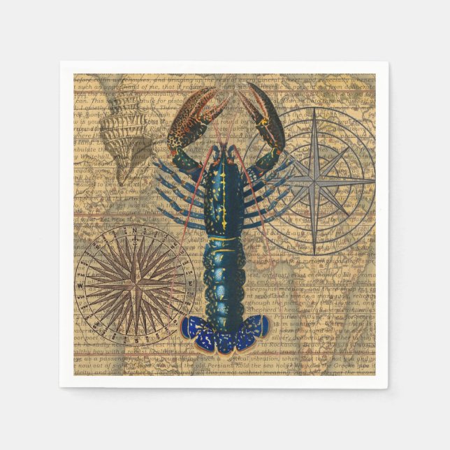 Lobster Shellfish Seafood Maine Classic Ocean Napkins (Front)