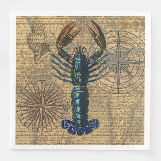 Lobster Shellfish Seafood Maine Classic Ocean Paper Dinner Napkins (Front)