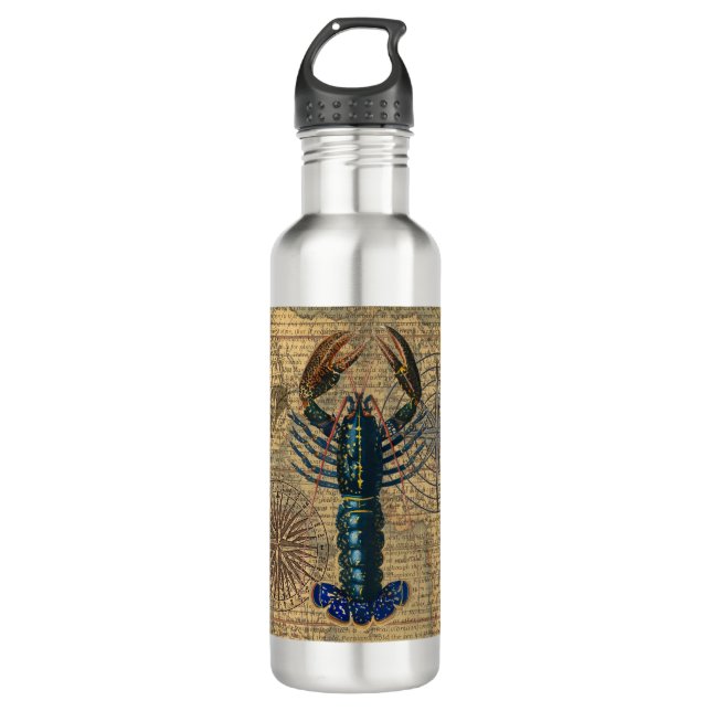 Lobster Shellfish Seafood Maine Classic Ocean Stainless Steel Water Bottle (Front)