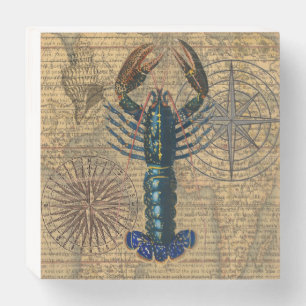 Lobster Shellfish Seafood Maine Classic Ocean Wooden Box Sign