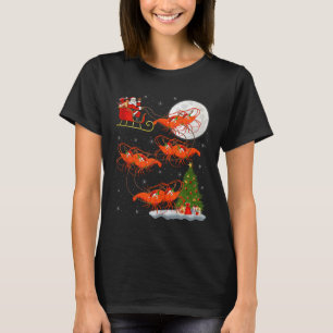 Lobster Shrimp Santa Sleigh Flying Funny Magical C T-Shirt