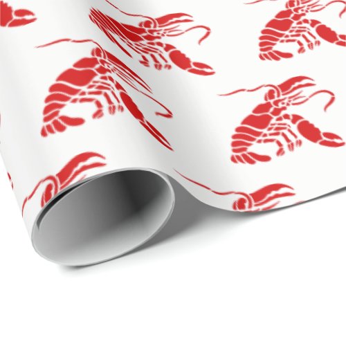 Lobster Silhouette 1 Drawing Red Wrapping Paper