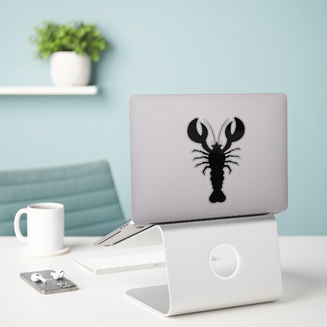 Lobster Silhouette Sticker (Laptop On Desk)
