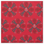 Lobster Snowflake Anchor N.S. Christmas fabric red